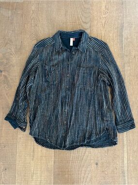pilcro striped button down collared cotton shirt